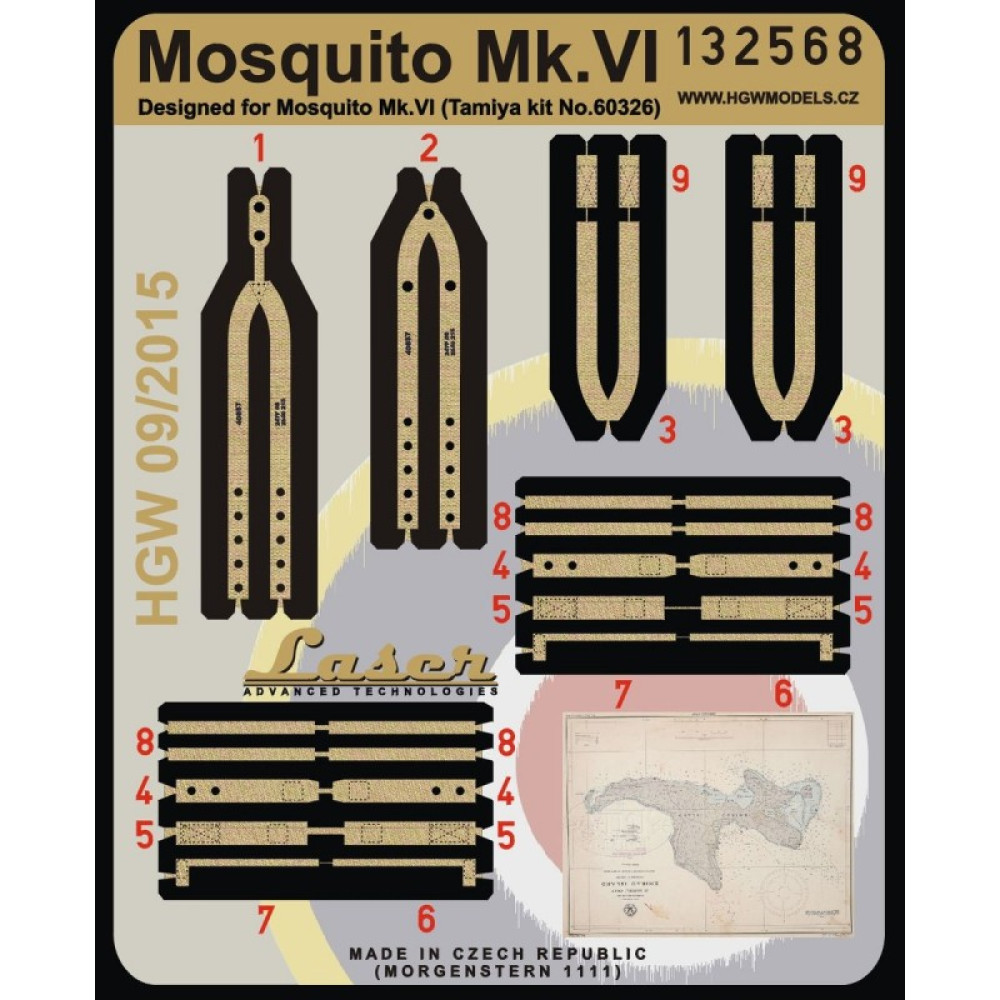 HGW 132568 1 32 Seatbelts For Mosquito Mk VI Pre Cut Laser Tamiya