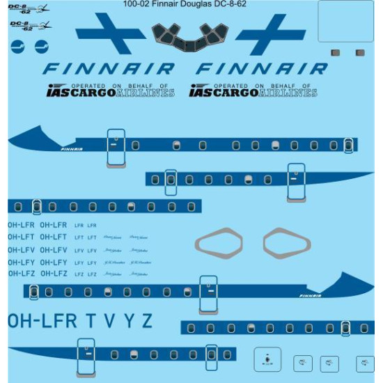 26Decals 100-02 1/100 Finnair McDonnell Douglas DC-8-62 Laser decal 26Decals 100-02 1/100 Finnair McDonnell Douglas DC-8-62 Laser decal