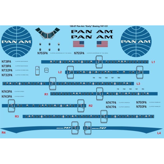 26Decals 100-07 1/100 Pan Am Delivery Boeing 747-121 Laser decal 26Decals 100-07 1/100 Pan Am Delivery Boeing 747-121 Laser decal