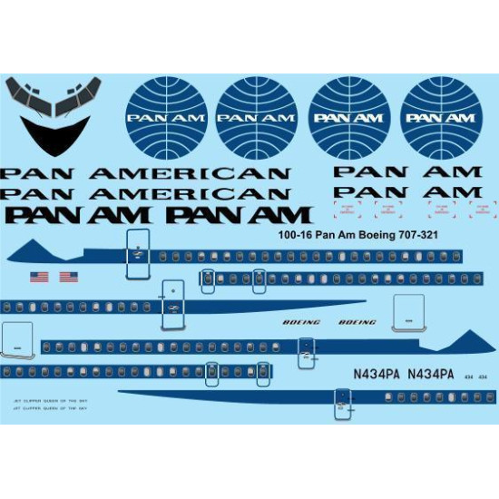 26Decals 100-16 1/100 Pan American Boeing 707-321B laser decal 26Decals 100-16 1/100 Pan American Boeing 707-321B laser decal