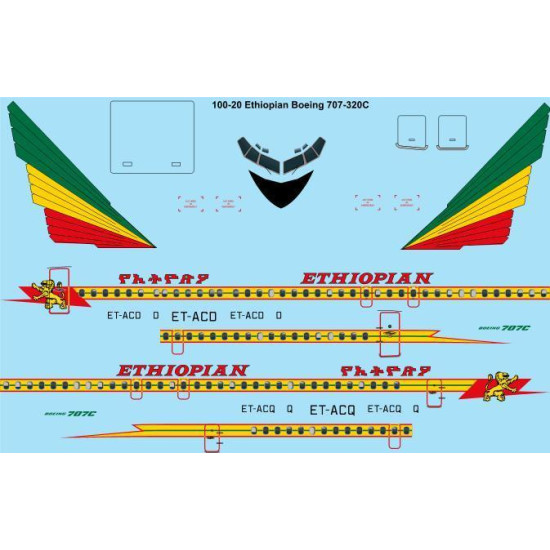 26Decals 100-20 1/100 Ethiopian Airlines Boeing 707-320C laser decal 26Decals 100-20 1/100 Ethiopian Airlines Boeing 707-320C laser decal