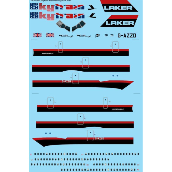 26Decals 100-32 1/100 Laker Skytrain McDonnell Douglas DC-10-10 laser decal 26Decals 100-32 1/100 Laker Skytrain McDonnell Douglas DC-10-10 laser decal
