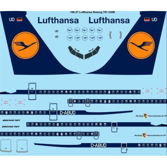 26Decals 100-37 1/100 Lufthansa Boeing 707-330B laser decal 26Decals 100-37 1/100 Lufthansa Boeing 707-330B laser decal
