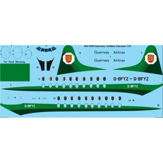 26Decals 144-1018 1/144 Guernsey Airlines Vickers Viscount 735 laser decal 26Decals 144-1018 1/144 Guernsey Airlines Vickers Viscount 735 laser decal