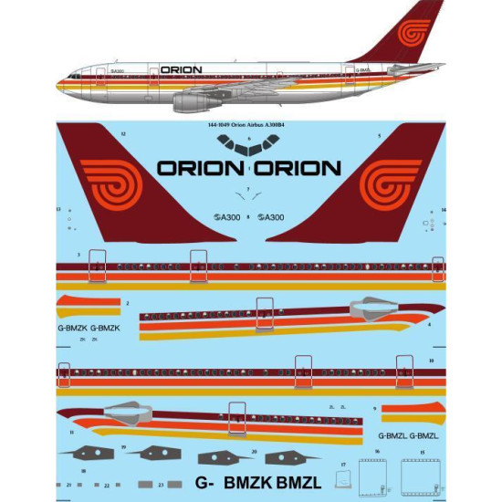 26Decals 144-1049 1/144 Orion Airbus A300B4 laser decal