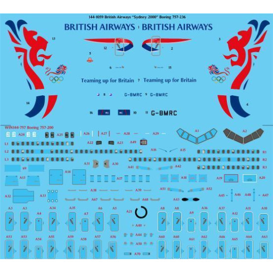 26Decals 144-1059 1/144 British Airways Sydney 2000 757-200 laser decal with screen print details - for Zvezda