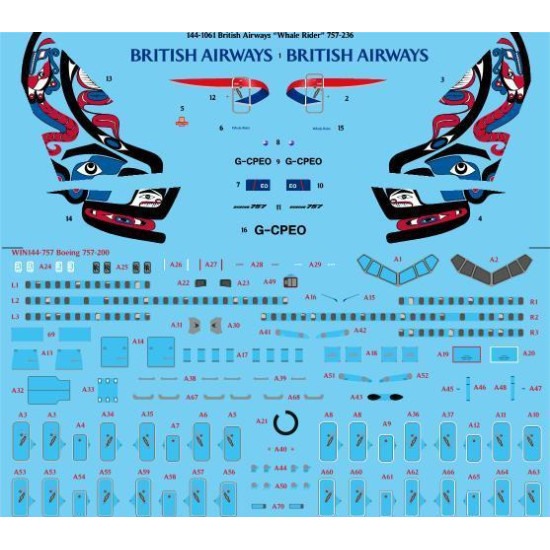 26Decals 144-1061 1/144 British Airways Whale Rider 757-236 laser decal with screen print details - for Zvezda kit