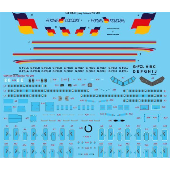 26Decals 144-1064 1/144 Flying Colours 757-200 laser decal with screen print details - for Zvezda kit