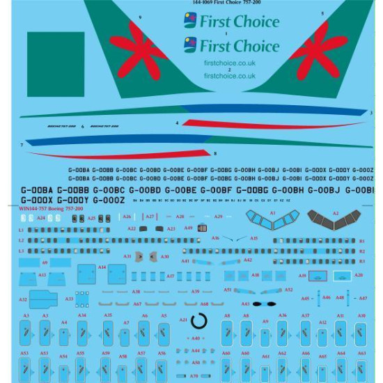 26Decals 144-1069 1/144 First Choice 757-200 laser decal with screen print details - for Zvezda kit