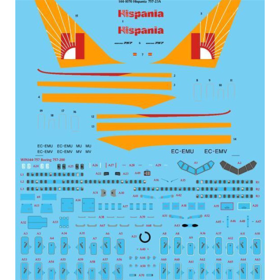 26Decals 144-1070 1/144 Hispania 757-23A laser decal with screen print details - for Zvezda kit