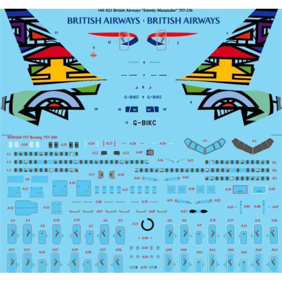 26Decals 144-1121 1/144 British Airways Emmly Masanabo 757-236 laser decal with screen print details - for Zvezda 26Decals 144-1121 1/144 British Airways Emmly Masanabo 757-236 laser decal with screen print details - for Zvezda