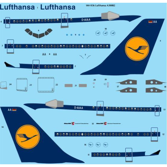 26Decals 144-1136 1/144 Lufthansa A300B2 Laser decal 26Decals 144-1136 1/144 Lufthansa A300B2 Laser decal