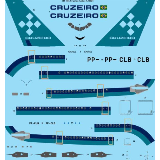 26Decals 144-1156 1/144 Cruzeiro Airbus A300B4 laser decal 26Decals 144-1156 1/144 Cruzeiro Airbus A300B4 laser decal