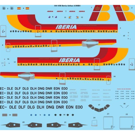 26Decals 144-1158 1/144 Iberia Airbus A300B4 laser decal 26Decals 144-1158 1/144 Iberia Airbus A300B4 laser decal