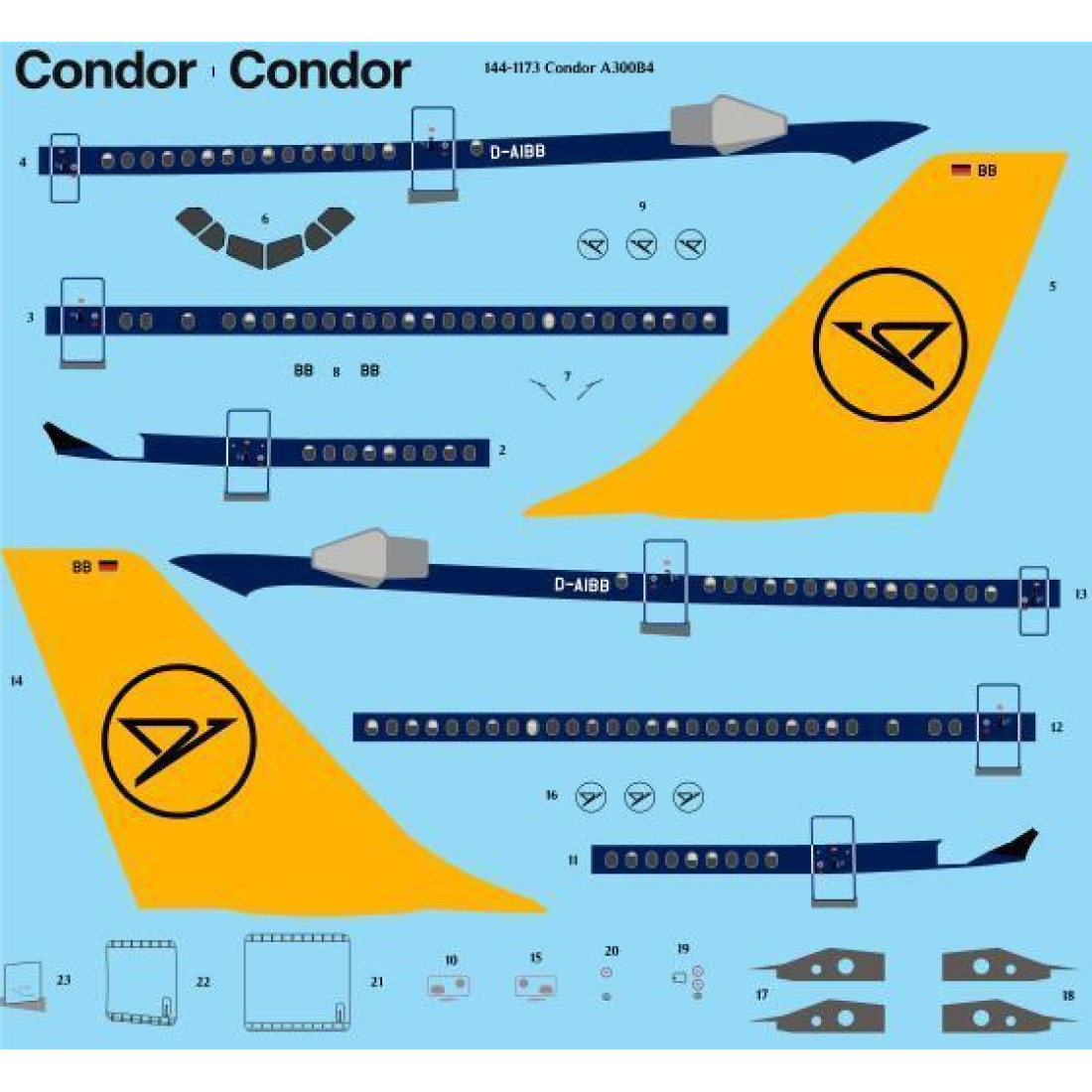 26Decals 144-1173 1/144 Condor Airbus A300B4 Laser decal Model Kit ...