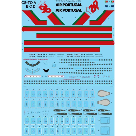 26Decals 144-1180 1/144 TAP Air Portugal Delivery Airbus A340-312 Laser decal with screen print details 26Decals 144-1180 1/144 TAP Air Portugal Delivery Airbus A340-312 Laser decal with screen print details