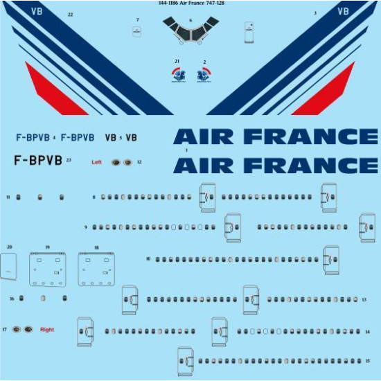 26Decals 144-1186 1/144 Air France 747-128 Laser decal 26Decals 144-1186 1/144 Air France 747-128 Laser decal