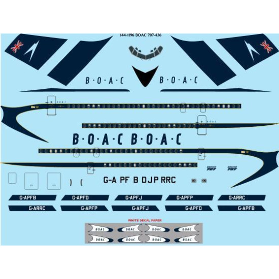 26Decals 144-1196 1/144 BOAC Delivery 707-436 laser decal 26Decals 144-1196 1/144 BOAC Delivery 707-436 laser decal