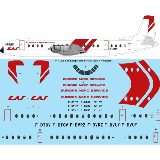 26Decals 144-1206 1/144 EAS Europe Aero Service Vickers Vanguard Laser decal 26Decals 144-1206 1/144 EAS Europe Aero Service Vickers Vanguard Laser decal