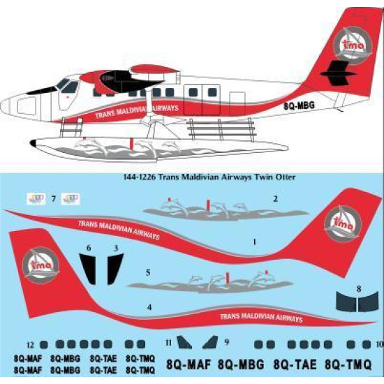 26Decals 144-1226 1/144 Trans Maldivian Airways Twin Otter laser decal - for Mark 1 models kit 26Decals 144-1226 1/144 Trans Maldivian Airways Twin Otter laser decal - for Mark 1 models kit