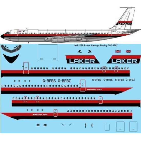 26Decals 144-1238 1/144 Laker Airways 707-351C laser decal 26Decals 144-1238 1/144 Laker Airways 707-351C laser decal