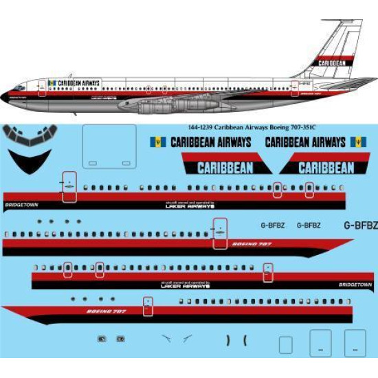 26Decals 144-1239 1/144 Caribbean Airways 707-351C laser decal 26Decals 144-1239 1/144 Caribbean Airways 707-351C laser decal