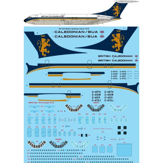 26Decals 144-1245 1/144 British Caledonian Vickers VC10 laser decal with screen print details - for Airfix kit 26Decals 144-1245 1/144 British Caledonian Vickers VC10 laser decal with screen print details - for Airfix kit
