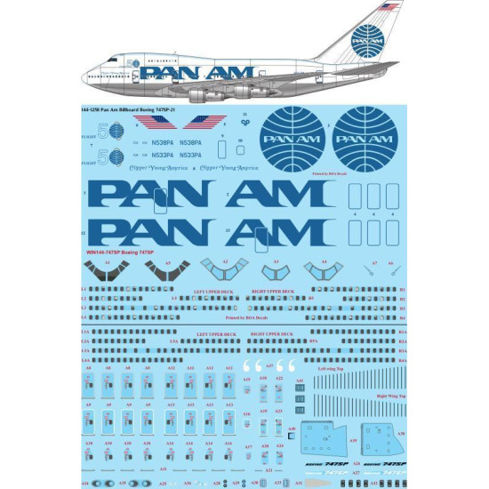 26Decals 144-1258 1/144 Pan Am Billboard Boeing 747SP-21 laser decal with screen print details