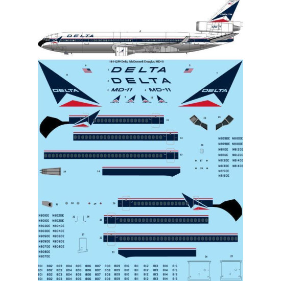 26Decals 144-1259 1/144 Delta McDonnell Douglas MD-11 laser decal