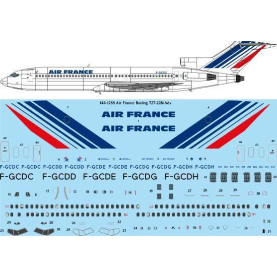 26Decals 144-1288 1/144 Air France Boeing 727-228/Adv laser decal - for CRM kit
