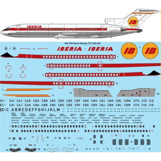 26Decals 144-1291 1/144 Iberia Boeing 727-256/Adv laser decal - for CRM kit