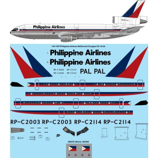 26Decals 144-1301 1/144 Philippine Airlines McDonnell Douglas DC-10-30 laser decal