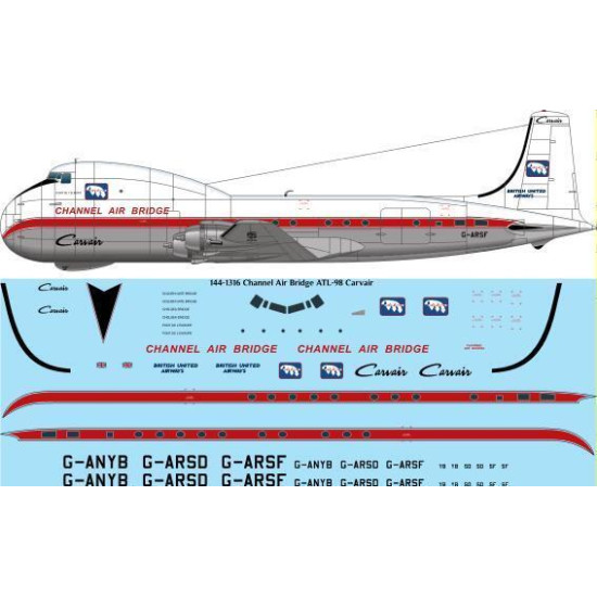 26Decals 144-1316 1/144 Channel Air Bridge ATL-98 Carvair - for Roden kit 26Decals 144-1316 1/144 Channel Air Bridge ATL-98 Carvair - for Roden kit