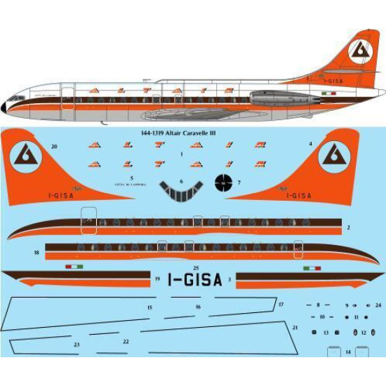 26Decals 144-1319 1/144 Altair Italy Sud Aviation Caravelle III laser decal - for A-Model kit