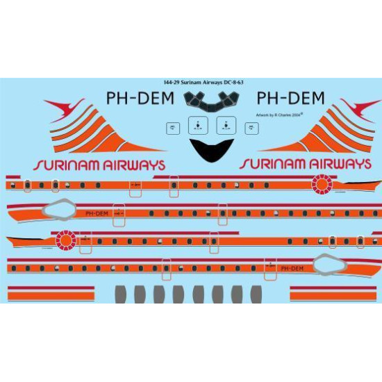 26Decals 144-29 1/144 Surinam Airways Douglas DC-8-63 laser decal 26Decals 144-29 1/144 Surinam Airways Douglas DC-8-63 laser decal