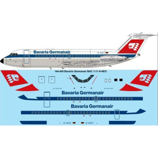 26Decals 144-450 1/144 Bavaria Germanair BAC 1-11 414EG laser decal - for Airfix Kit