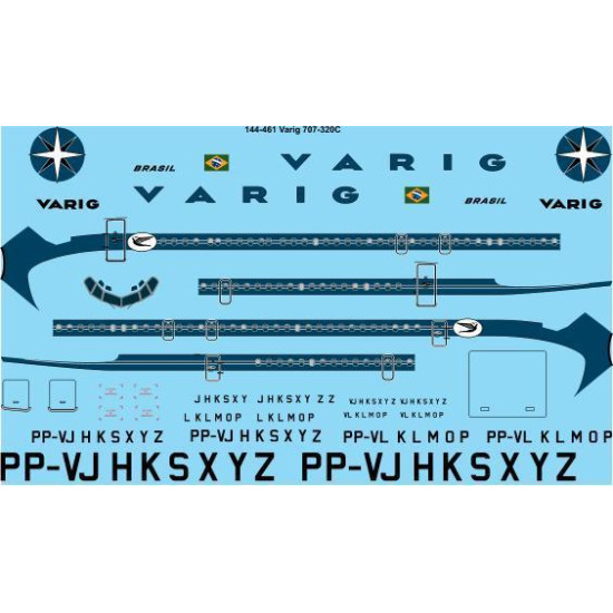 26Decals 144-461 1/144 Varig Brasil 707-320C laser decal