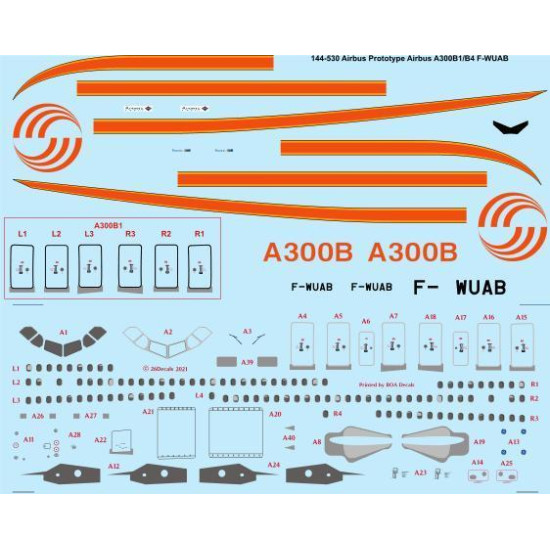 26Decals 144-530 1/144 Airbus Industries Prototype A300B1 / A300B4 laser decal