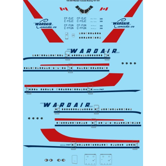 26Decals 144-544 1/144 Wardair Canada 747-1D1 laser decal