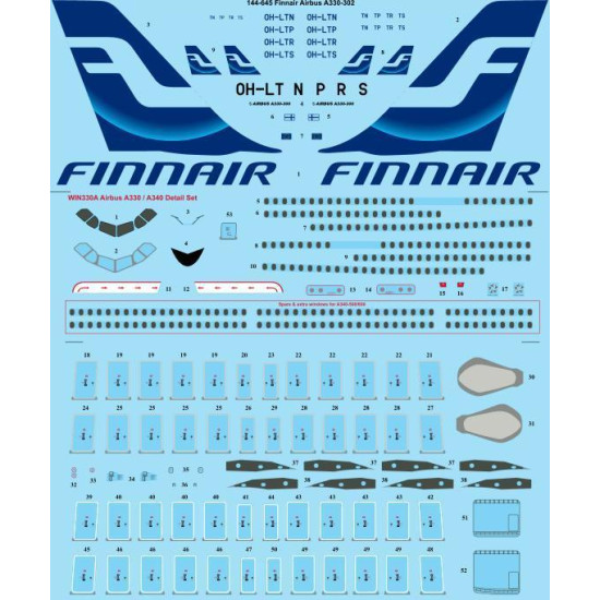 26Decals 144-645 1/144 Finnair Airbus A330-302 laser decal with screen print details - Revell 26Decals 144-645 1/144 Finnair Airbus A330-302 laser decal with screen print details - Revell
