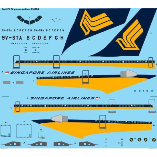 26Decals 144-671 1/144 Singapore Airlines A300B4 laser decal 26Decals 144-671 1/144 Singapore Airlines A300B4 laser decal
