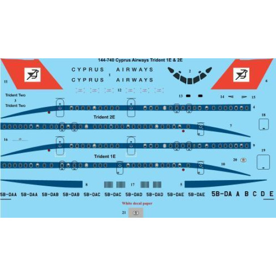 26Decals 144-740 1/144 Cyprus Airways Trident 1E/2E Laser decal - Airfix 26Decals 144-740 1/144 Cyprus Airways Trident 1E/2E Laser decal - Airfix