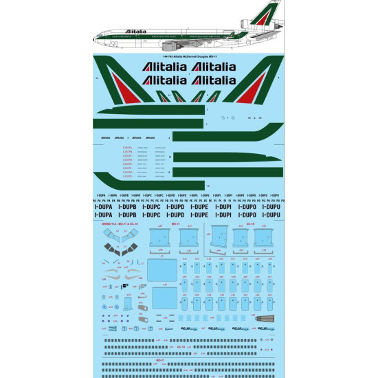 26Decals 144-745 1/144 Alitallia McDonnell Douglas MD-11 laser decal with screen print details 26Decals 144-745 1/144 Alitallia McDonnell Douglas MD-11 laser decal with screen print details