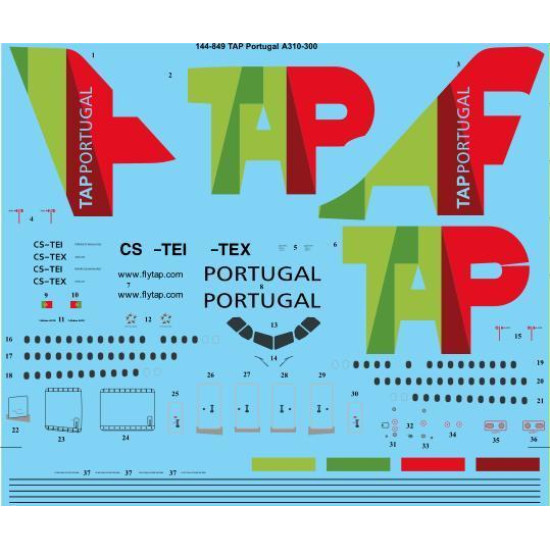 26Decals 144-849 1/144 TAP Air Portugal Airbus A310-300 Laser decal