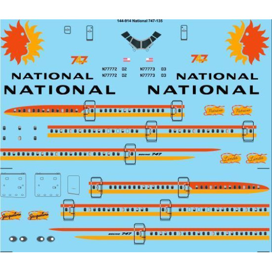 26Decals 144-914 1/144 National 747-135 laser decal