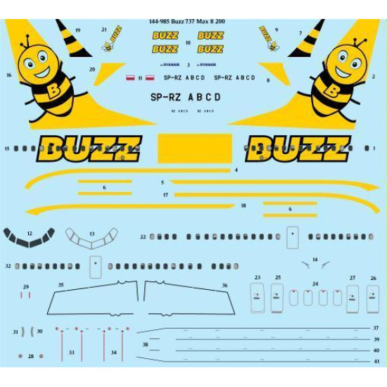26Decals 144-985 1/144 Buzz 737 Max 8 200 laser decal