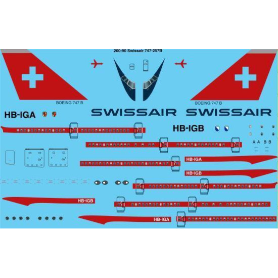 26Decals 200-90 1/200 Swissair Delivery Boeing 747-257 laser decal - 1/200 Scale