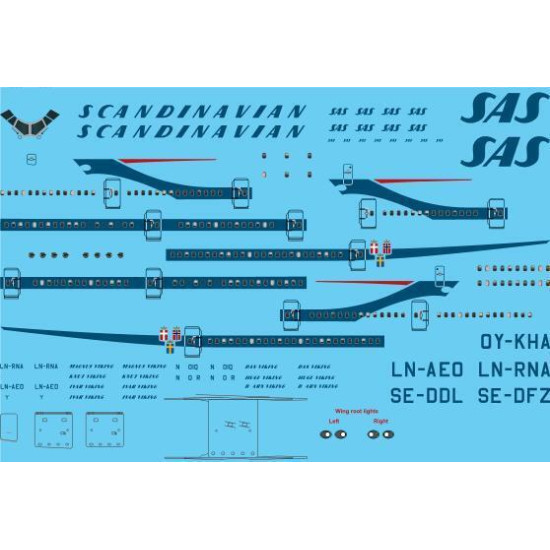 26Decals 200-93 1/200 SAS Scandinavia Boeing 747-200 laser decal - 1/200 Scale