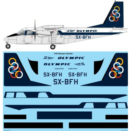 26Decals 48-19 1/48 Olympic Airways BN Islander 1/48 scale