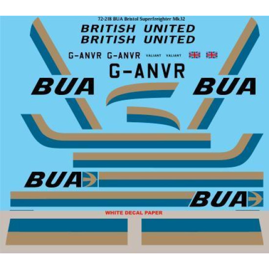26Decals 72-218 1/72 BUA British United Bristol Superfreighter Mk32 laser decal - for Airfix kit 26Decals 72-218 1/72 BUA British United Bristol Superfreighter Mk32 laser decal - for Airfix kit